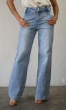 High Rise Double Button Wide Jeans