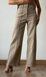 Front Seam Wide Leg Denim Pants