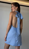 Halter Neck Open Back Bow Mini Dress