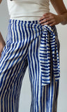 Blue Print Waist Wrap Pants
