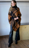 Oversized Plaid Sweater Poncho