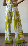 Green Print Wide Leg Pants