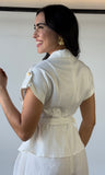 Solid V-neck Sheer Jumpsuit
