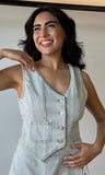Acid Washed Stripe Vest