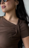 Ruched Neckline Knit Top