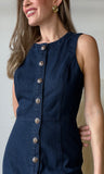 Denim Silver Button Dress