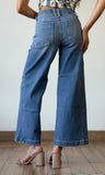 Mid Rise Ankle Wide Seam Deail Jeans