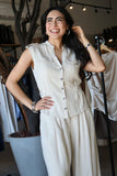 Linen  Button Vest