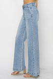 High Rise Double Button Wide Jeans
