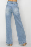 High Rise Double Button Wide Jeans