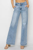 High Rise Double Button Wide Jeans