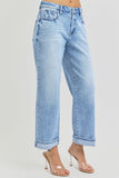 High Rise Ankle Boyfriend Cuffed Jeans