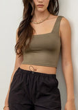 Olive Cropped Square Neck Tank