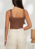 Taupe Cropped Square Neck Tank