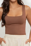 Taupe Cropped Square Neck Tank