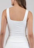 White Cropped Square Neck Tank