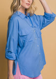 Long-sleeve Button-up Linen Shirt