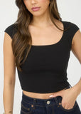 Scoop Neck Sleeveless Knit Crop Top