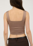 Mocha Cropped Square Neck Tank