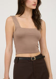 Mocha Cropped Square Neck Tank
