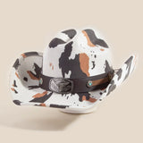 Cow Print Western Long Horn Strap Cowboy Hat