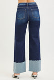 High Rise Ankle Wide Cuffed Jeans