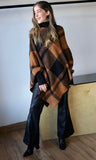 Oversized Plaid Sweater Poncho