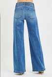 High Rise Wide Leg Waist Detail Jeans