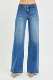 High Rise Wide Leg Waist Detail Jeans