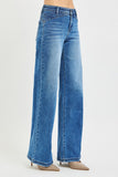 High Rise Wide Leg Waist Detail Jeans