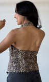 V-neck Leopard Print Halter Top