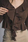 V Neck Ruffle Blouse