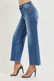 Tummy Contorl High Rise Crop Wide Creased Jeans