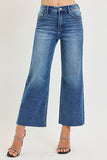 Tummy Contorl High Rise Crop Wide Creased Jeans