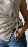 Sleeveless Boat Neck Wrap Top