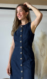 Denim Silver Button Dress
