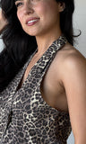 V-neck Leopard Print Halter Top