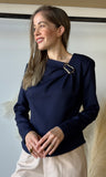 Navy Long Sleeve Blouse