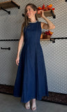 Structured Denim Sleeveless Midi Dress