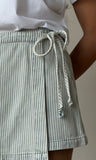 Acid Washed Stripe Wrap Mini Skort