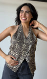 V-neck Leopard Print Halter Top