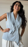 Oversized Asymmetric Tie Vest