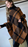 Oversized Plaid Sweater Poncho