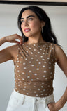 Polka Dot Sleeveless Mesh Top