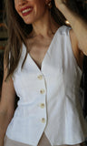 V- Neckline Linen Vest
