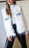 Faux Fur Denim Contras Vest