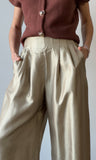 Pleated High-waisted Wide Pants
