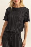 Crinkle Plisse Top And Pants Set