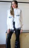 Faux Fur Denim Contras Vest