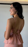 Satin V-neck Peplum Cami Top